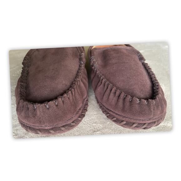 LL Bean Wicked Good Slippers Slip On Leather Moccasin Brown Shoes Men\'s Size 10M